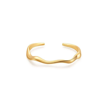 1-Piece Gold-Tone Wavy Open Cuff Bracelet - 0