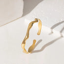 1-Piece Gold-Tone Wavy Open Cuff Bracelet-8