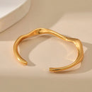 1-Piece Gold-Tone Wavy Open Cuff Bracelet-9