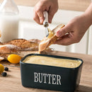 Butter Box with Knife Rectangular Cheese Container with Wooden Lid for Kitchen - Red-5
