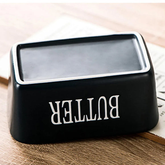 Butter Box with Knife Rectangular Cheese Container with Wooden Lid for Kitchen - Red