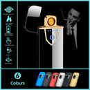 Arc Rechargeable Windproof Flameless Electronic Metal Lighter Usb Lighters Au - Black-1