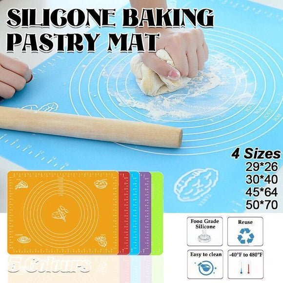 Orange Reusable Non-Stick Silicone Rolling Dough Mat Cake Pastry Baking Fondant Sheet - 29*26cm