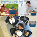 1-Piece Blue Two-Tier Lunch Box with Tray, Dressing Container and Fork-8