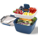 1-Piece Blue Two-Tier Lunch Box with Tray, Dressing Container and Fork-13