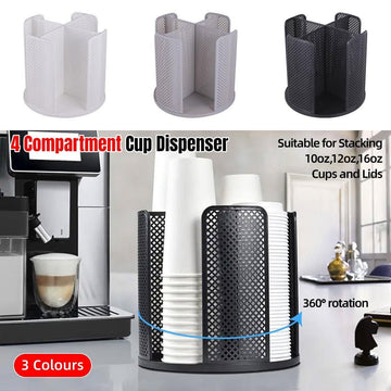 Paper Cup Holder Organizer Swivel Compartment Cup Picker Drink Storage Stand - Grey - 0