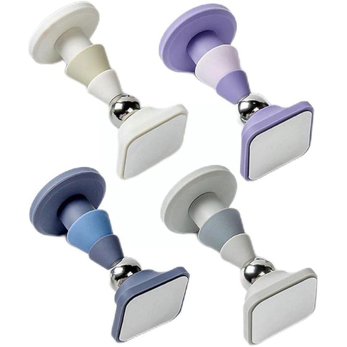 Silicone Silent Door Stopper with Suction Base and Secure Hold Catch Design - Blue