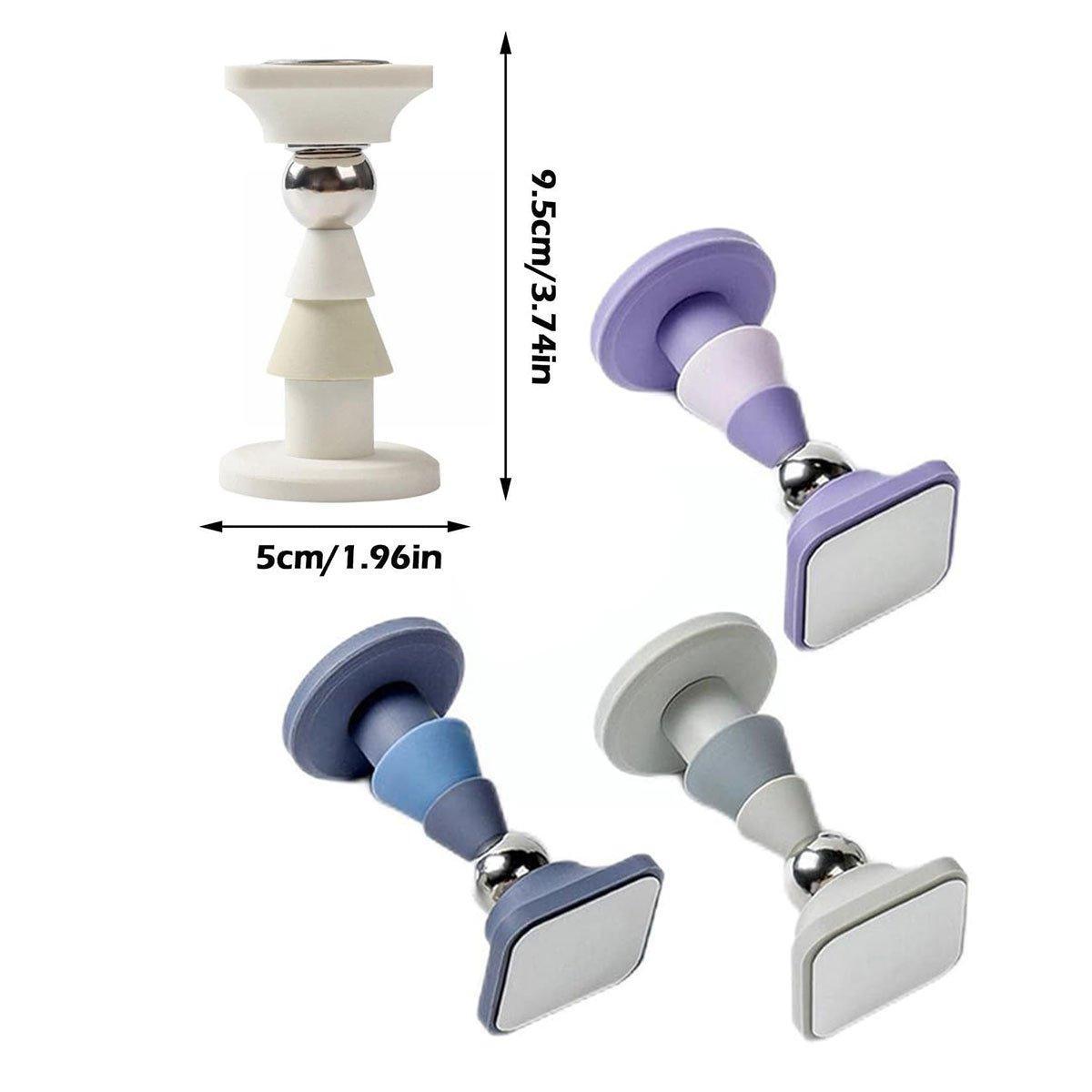 Silicone Silent Door Stopper with Suction Base and Secure Hold Catch Design - Blue