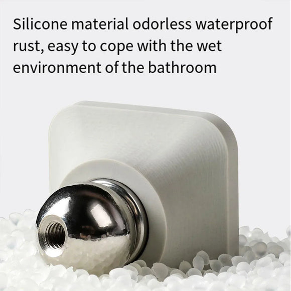 Silicone Silent Door Stopper with Suction Base and Secure Hold Catch Design - Grey