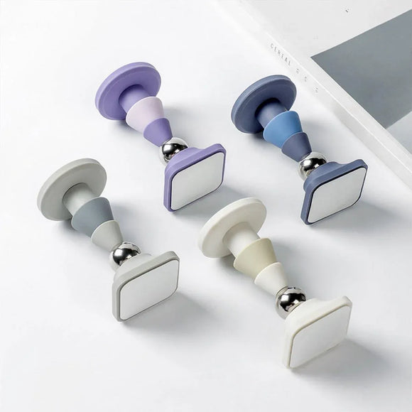 Silicone Silent Door Stopper with Suction Base and Secure Hold Catch Design - Grey