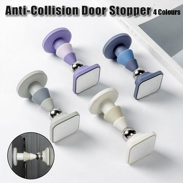 Silicone Silent Door Stopper with Suction Base and Secure Hold Catch Design - Purple