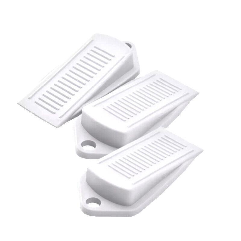 3Pcs Thick Rubber Wedge Door Stoppers Floor Carpet Heavy Duty Door Stop Security - Grey
