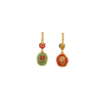 2-Piece Multicolour Floral Drop Earring Pair - 0