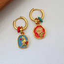 2-Piece Multicolour Floral Drop Earring Pair-7