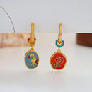 2-Piece Multicolour Floral Drop Earring Pair-8