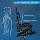 Black and White Gaming Chair with Footrest and Lumbar Support-14