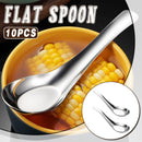 10pcs Stainless Steel Flat Bottom Spoon Household Kitchen Dining Soup Spoon Set-1