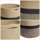 1-Piece 30 cm Woven Cotton Rope Storage Basket, Black and Beige-9
