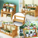 2 Tier Bamboo Plant Stand Flower Pot Rack Indoor Outdoor Patio Garden Shelf-4