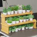 2 Tier Bamboo Plant Stand Flower Pot Rack Indoor Outdoor Patio Garden Shelf-11