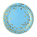 50-Pack Blue and Gold Polka Dot Disposable Paper Dessert Plates, 7 in-2