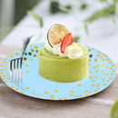 50-Pack Blue and Gold Polka Dot Disposable Paper Dessert Plates, 7 in-7