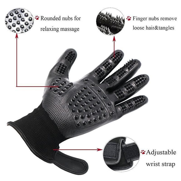 Black Pet Grooming Gloves - 1 Pair (2 Pieces)