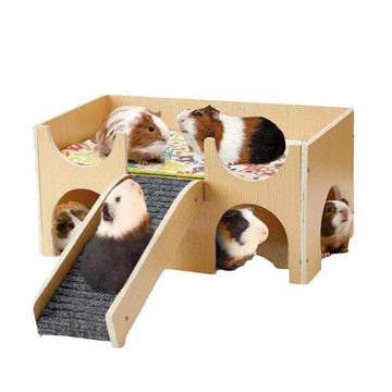 Natural-Finish Small Pet House with Ramp - 1 Piece - 0