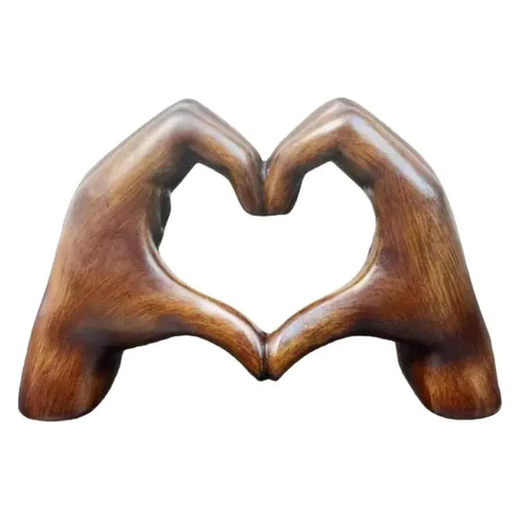 1-Piece Brown Heart-Hand Decorative Figurine, 18.5 cm