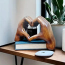 1-Piece Brown Heart-Hand Decorative Figurine, 18.5 cm-6