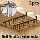 2-Piece Black Under-Shelf Cup Holder Rack Set-12