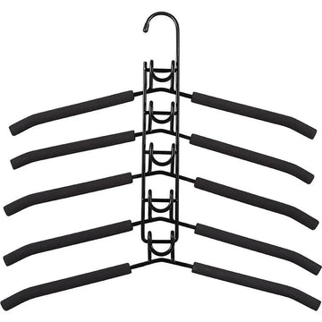 Space saving Multi layer Folding Hanger Hook Closet Organizer Clothes Rack - Black