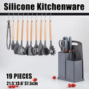 19-Piece Grey Kitchen Utensil Set with Storage Holder-1