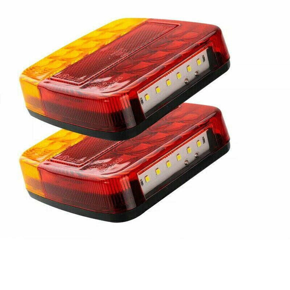 2X Square 26 Led Trailer Tail Lights Stop Brake Reverse Indicator Taillight Lamp