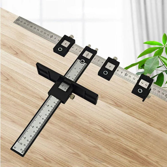 Furniture Carpentry Drill Guide Punch Locator Woodworking Hole Locator Ruler - Blue