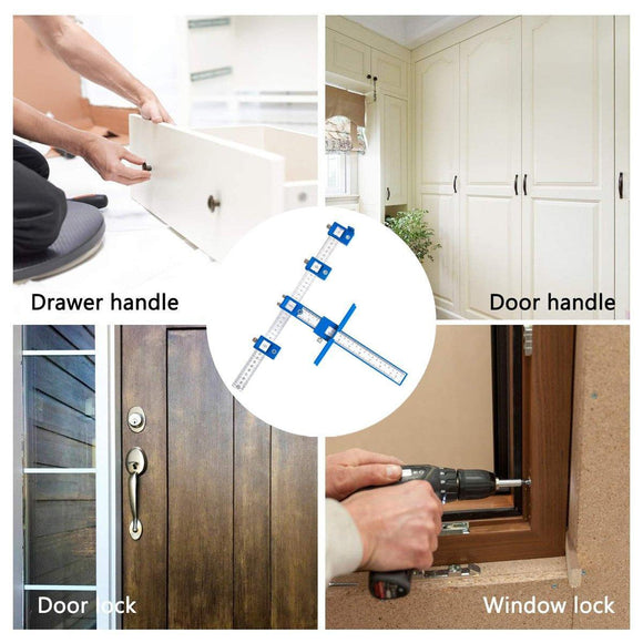 Furniture Carpentry Drill Guide Punch Locator Woodworking Hole Locator Ruler - Blue