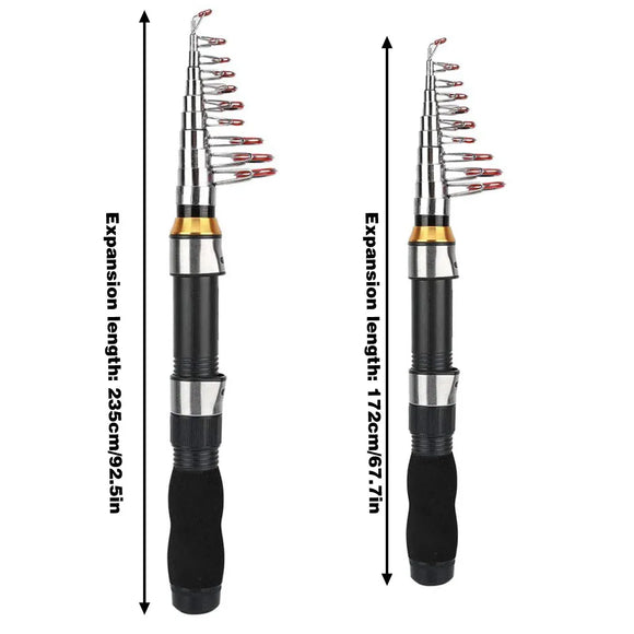 Portable Mini Fishing Rod Fishing Gear Compact Travel Rods for Outdoor Sports - 235cm