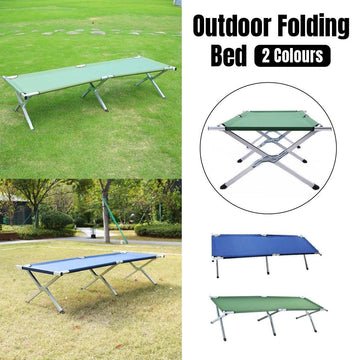 Portable Lightweight Folding Aluminum Camping Bed Ultra Light Outdoor Camp Bed - Green - 0