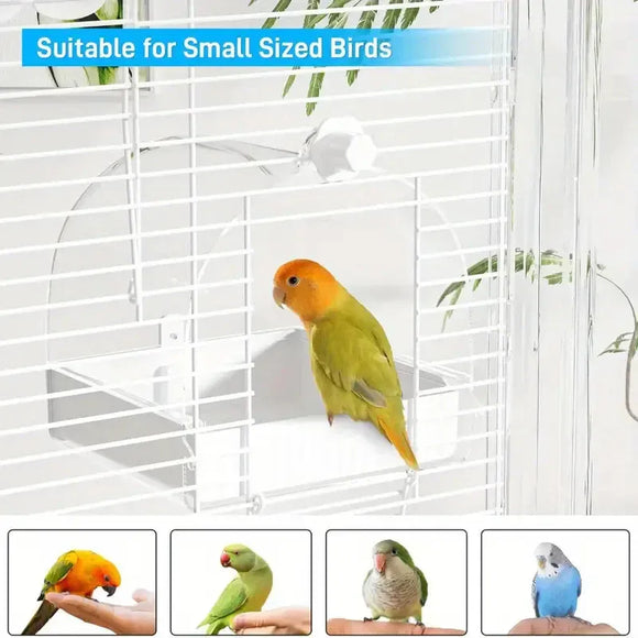 3in1 Parrot Bath Basin Bird Bathtub Cage or Accessory Pet Bird Feeder Water Bowl - Overdress