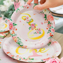 96-Piece First Birthday Floral Tableware Pack for 24 Place Settings-4