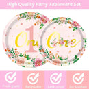 96-Piece First Birthday Floral Tableware Pack for 24 Place Settings-8