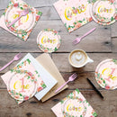96-Piece First Birthday Floral Tableware Pack for 24 Place Settings-10
