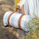 1-Piece Blue and White Check Picnic Blanket with Carry Straps, 200 x 200 cm-5