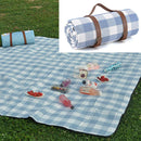 1-Piece Blue and White Check Picnic Blanket with Carry Straps, 200 x 200 cm-10