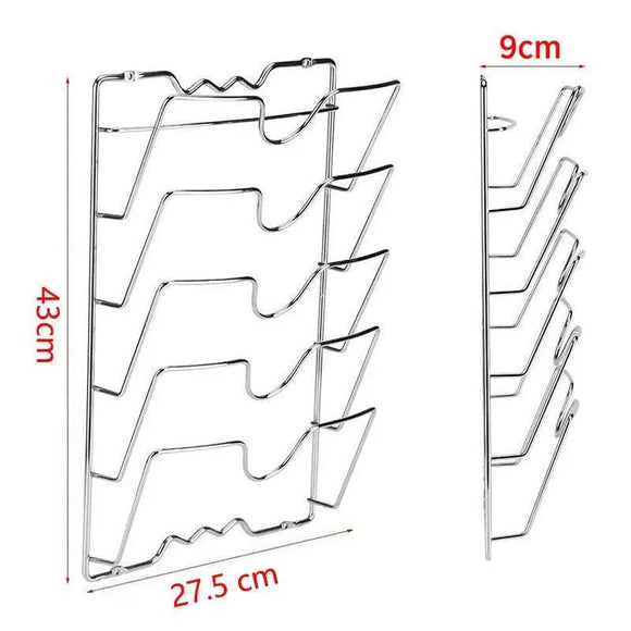 Pan Lid Holder Storage Rack Wall Mount Pot Cover Organizer Kitchen Accessories