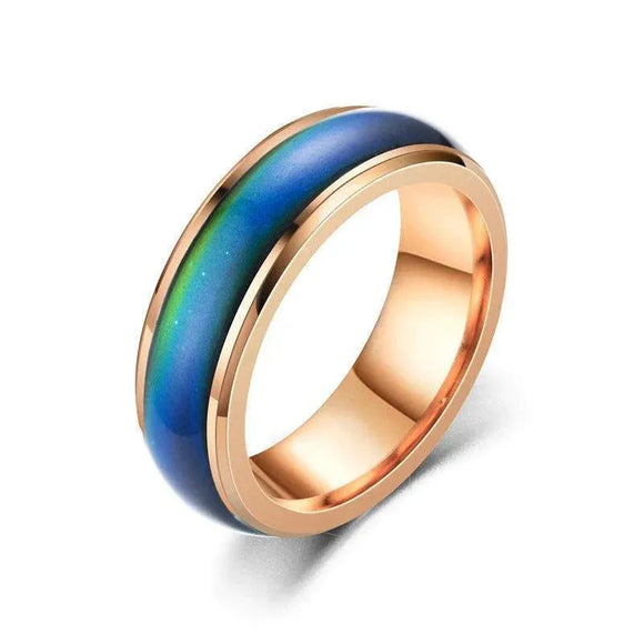 Mood Colour Changing Ring Temperature Sensitive Stainless Steel US Size 8 - Rose Gold