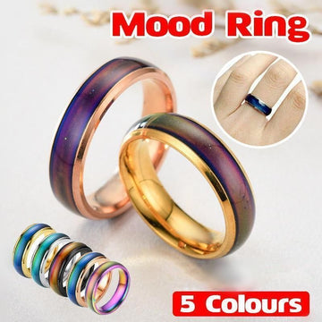 Mood Colour Changing Ring Temperature Sensitive Stainless Steel US Size 8 - Rose Gold - 0