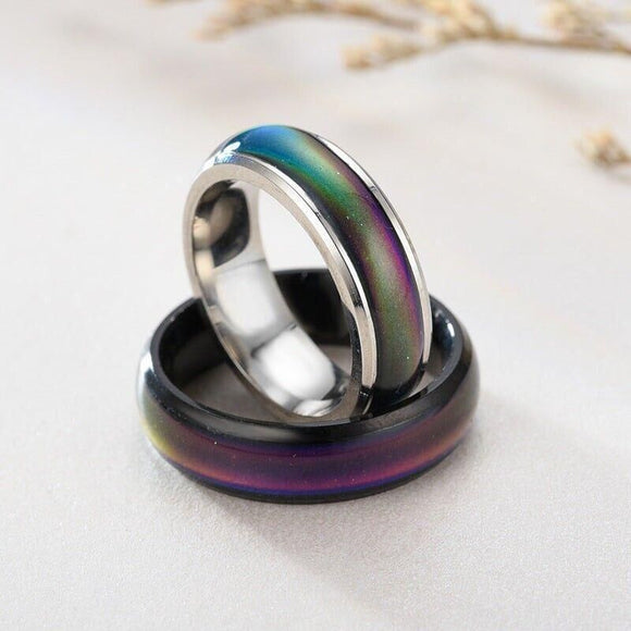 Mood Colour Changing Ring Temperature Sensitive Stainless Steel US Size 8 - Rose Gold