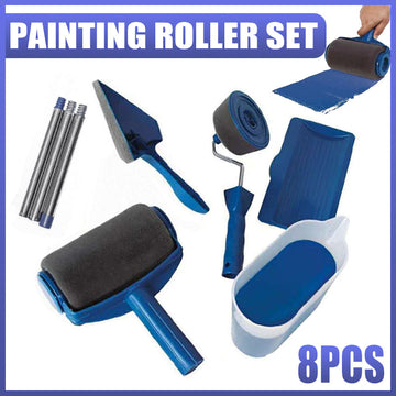 8Pcs/Set Pro Paint Roller Brush Handle Flocked Edger Wall Painting Hand Tool