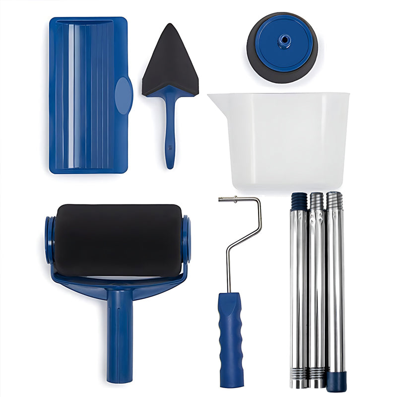 8Pcs/Set Pro Paint Roller Brush Handle Flocked Edger Wall Painting Hand Tool - 0